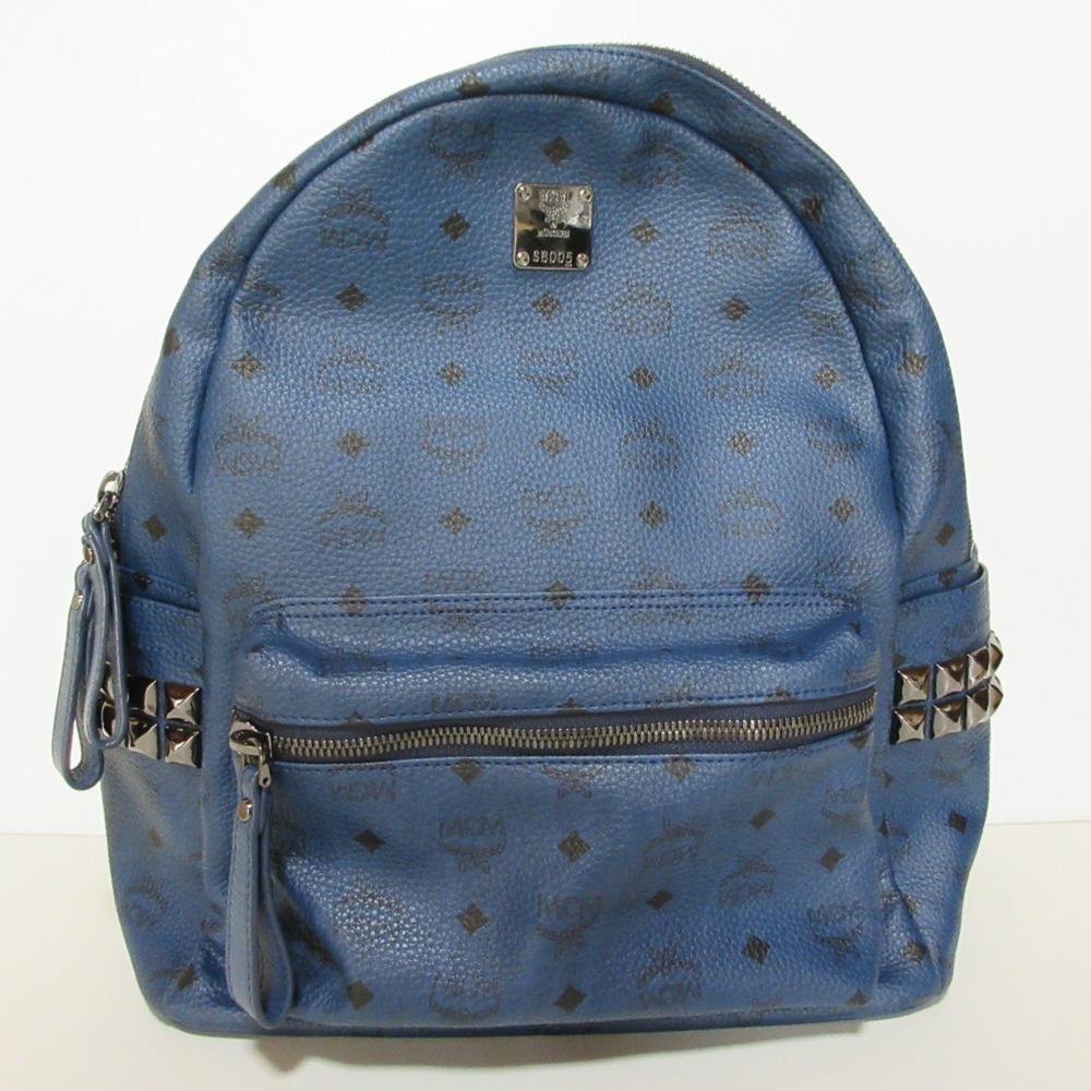 MCM Stark Visetos Side Studded Backpack (Navy) - Men's & Women's